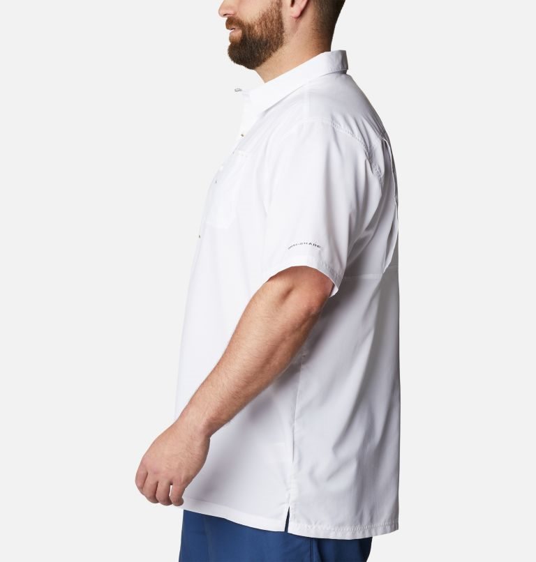 Men's Columbia PFG Slack Tide Camp Shirts White | Plus Size CA-E01A5